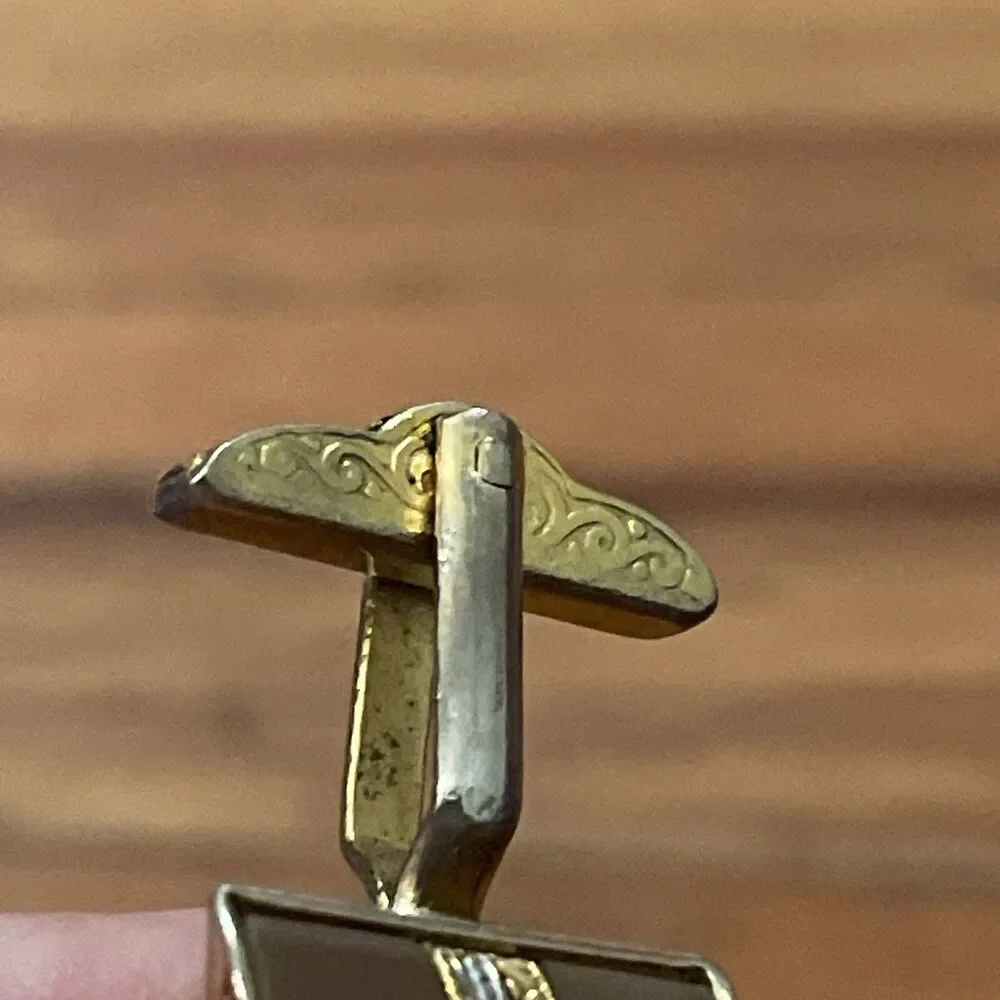 Cufflinks Vintage Gold Tone Pearl Moonstone Retro 1960s